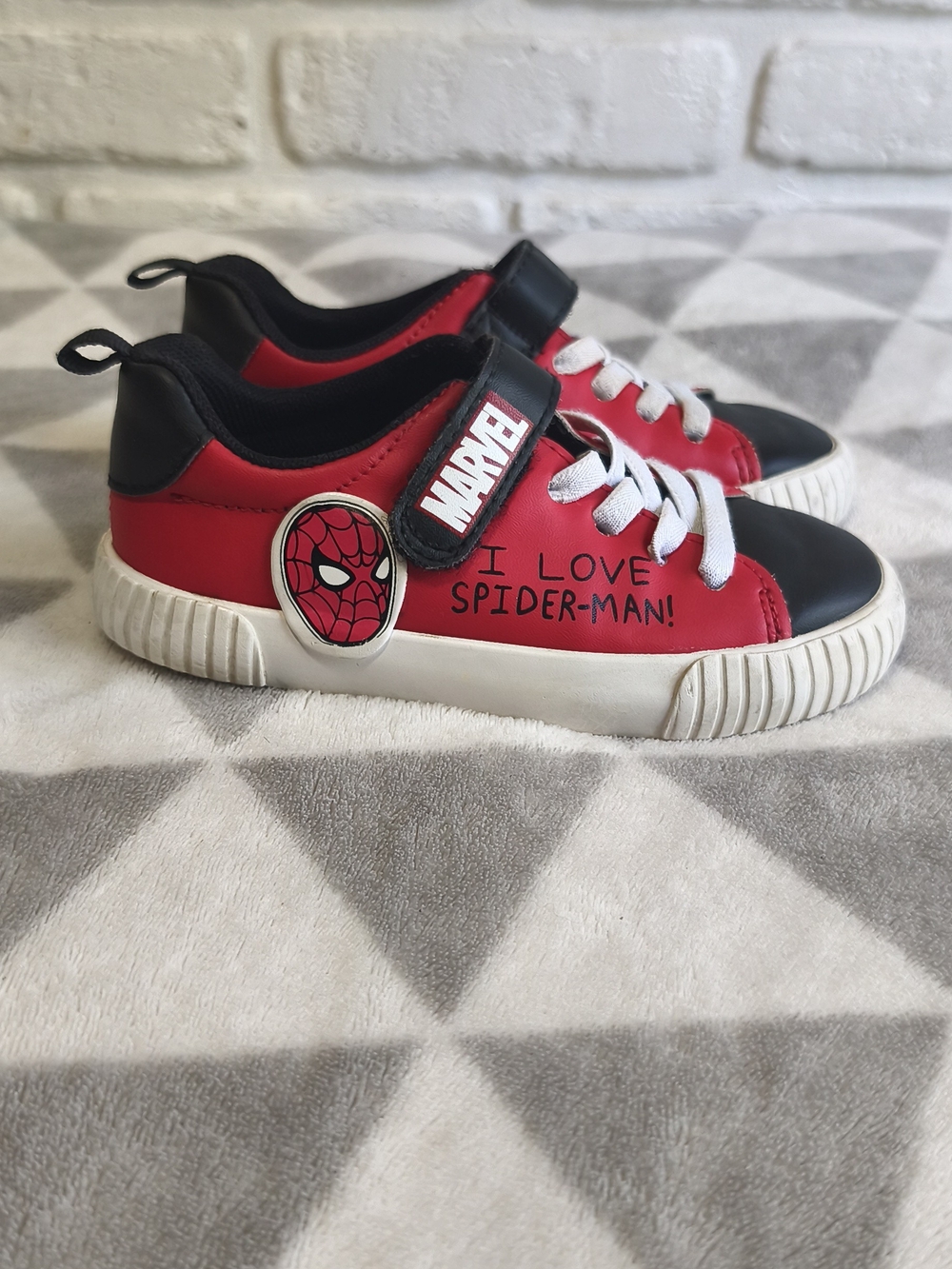 H&M Kids Red and Black Spider-Man Slip-On Sneakers